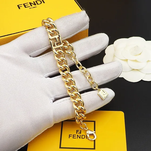 سوار Fendi Forever سلسلة كثيفة ذهبية 6