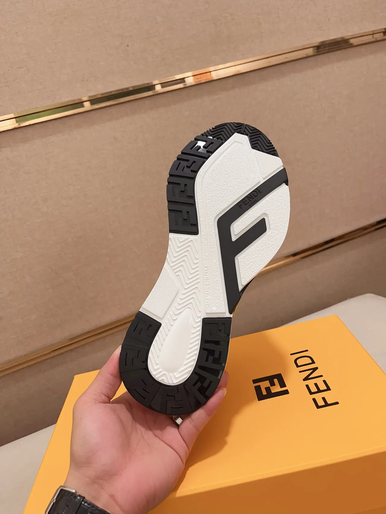 Fendi Gray Navy Multi-Material Upper Sculpted Midsole Chunky Sneakers 8