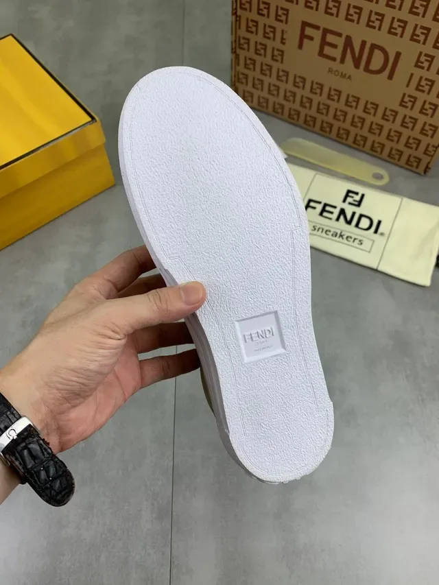Fendi Monster Eye Beige and Yellow Suede Slip-On Lifestyle Sneakers 2