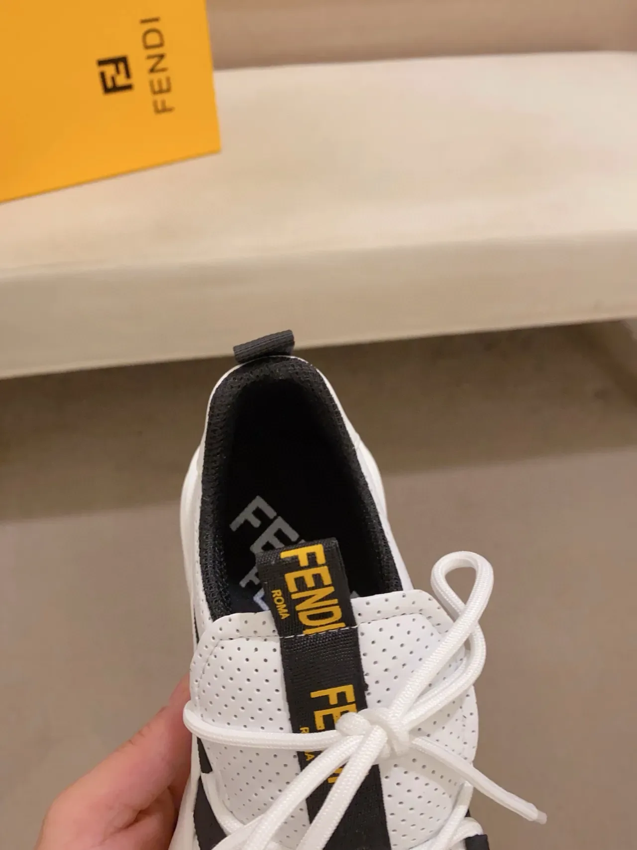 Fendi Runner White and Black Chunky Sneakers 4