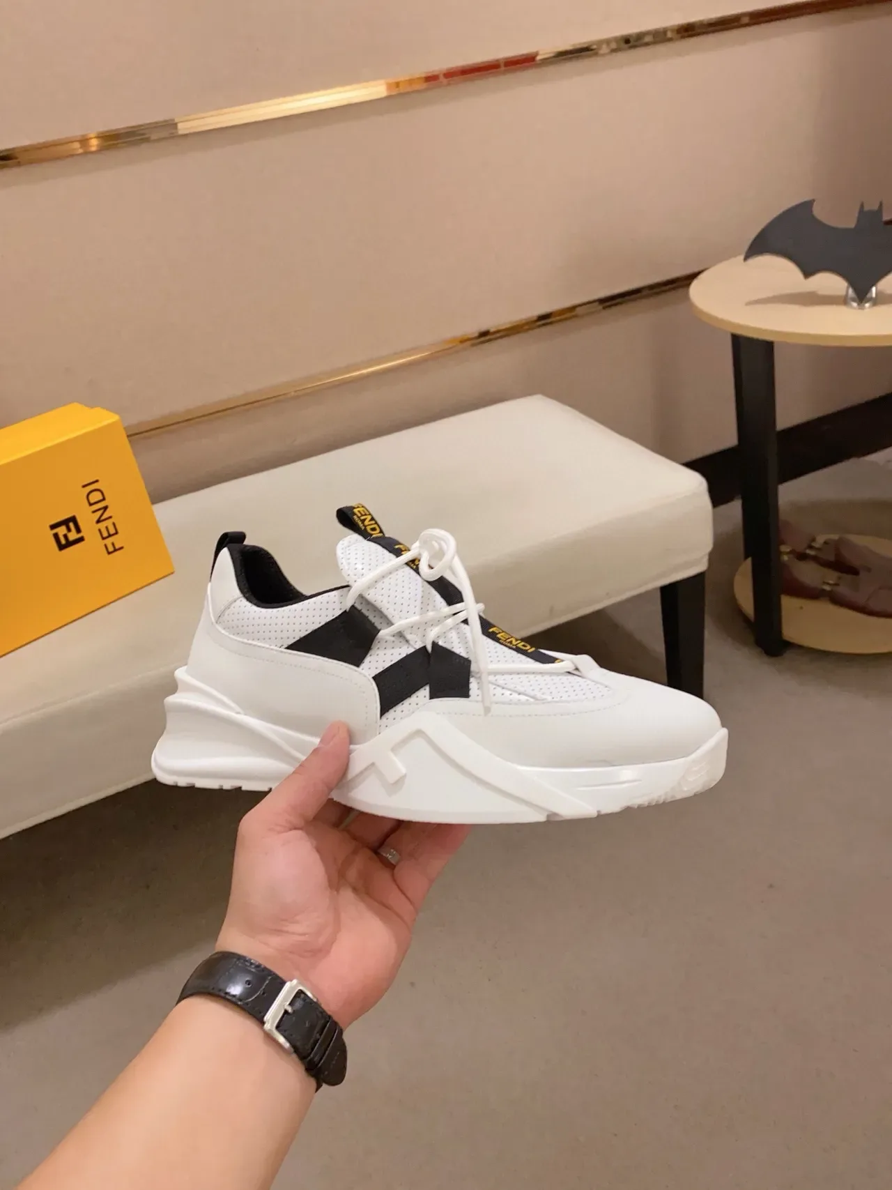 Fendi Runner White and Black Chunky Sneakers 5