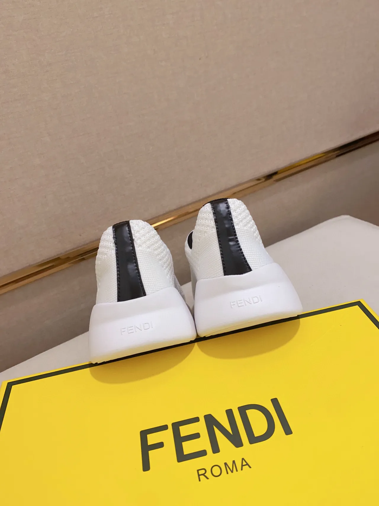 Fendi White Black Knit Upper Chunky Ridged Sole Lifestyle Sneakers 3
