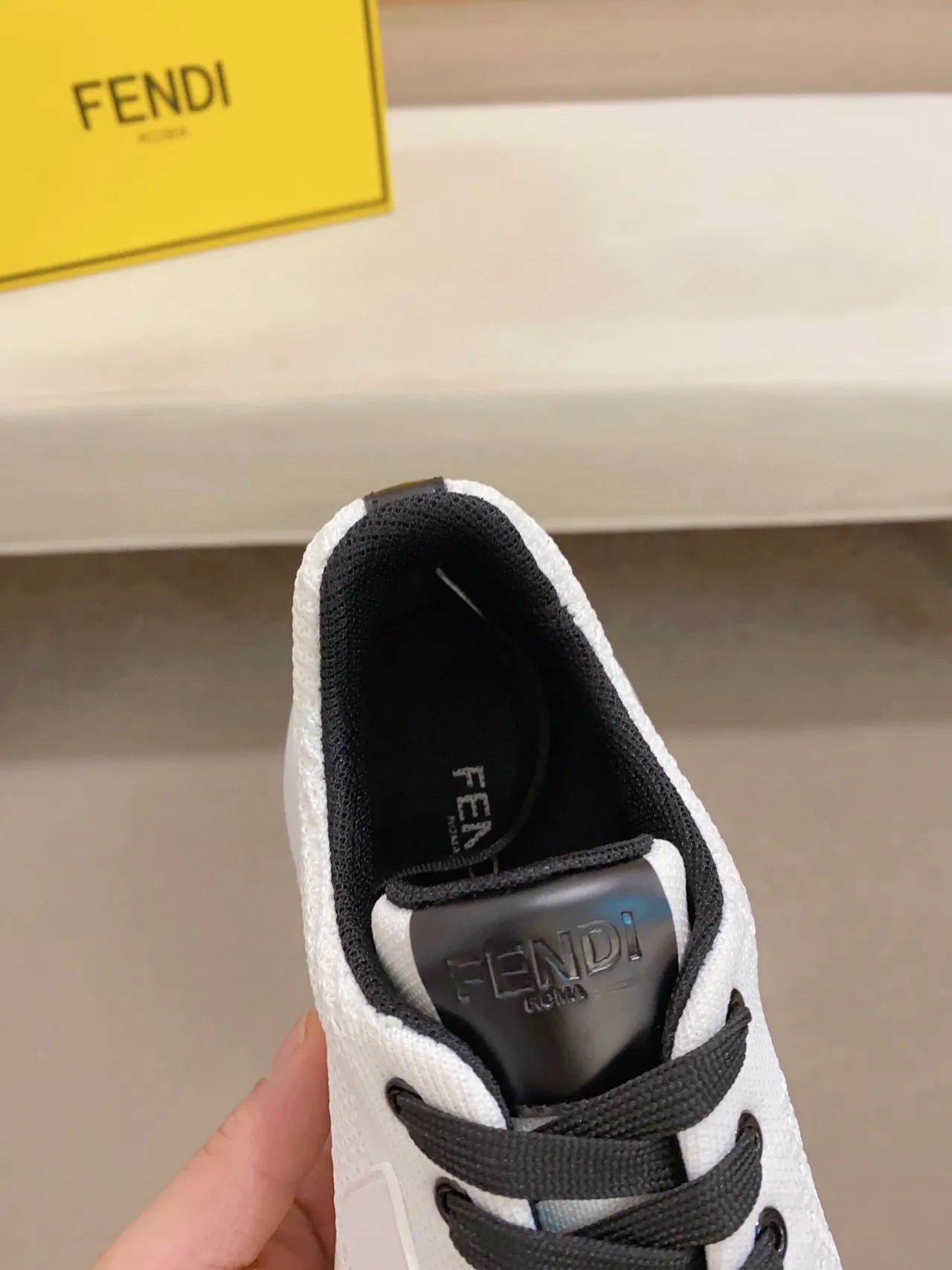 Fendi White Black Knit Upper Chunky Ridged Sole Lifestyle Sneakers 6