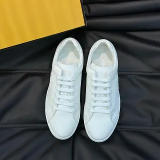 Fendi White Low-Top Leather Sneakers