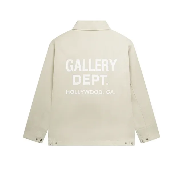 Gallery Dept Utility Beige White Collared Zip-Front Jacket 4