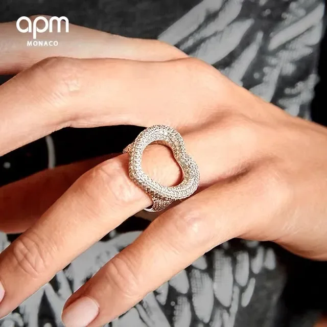 apm Monaco Open Heart Pavé Ring 2