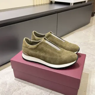 Army Green White Suede Upper Slip-On Construction Sneakers
