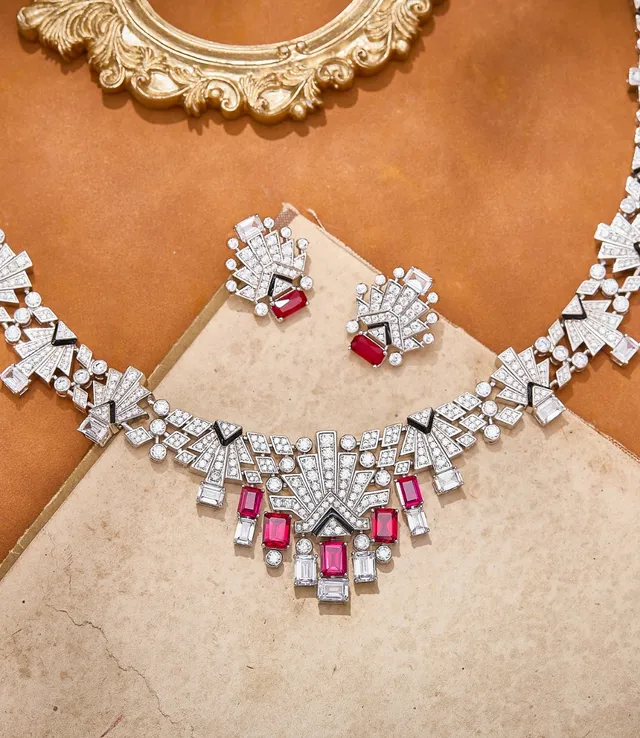Art Deco Style Pink Gemstone and Diamond Halo Ring 8