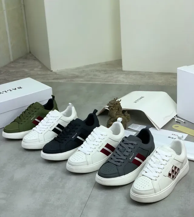 Bally Vert militaire rouge olive cuir pointe perforée lifestyle sneakers 2