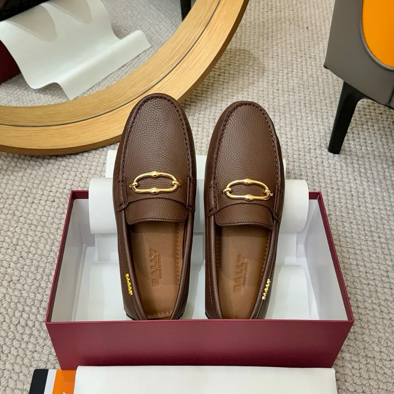 Bally Horsebit Loafer Brown Pebbled Leather Slip-On Loafer 3