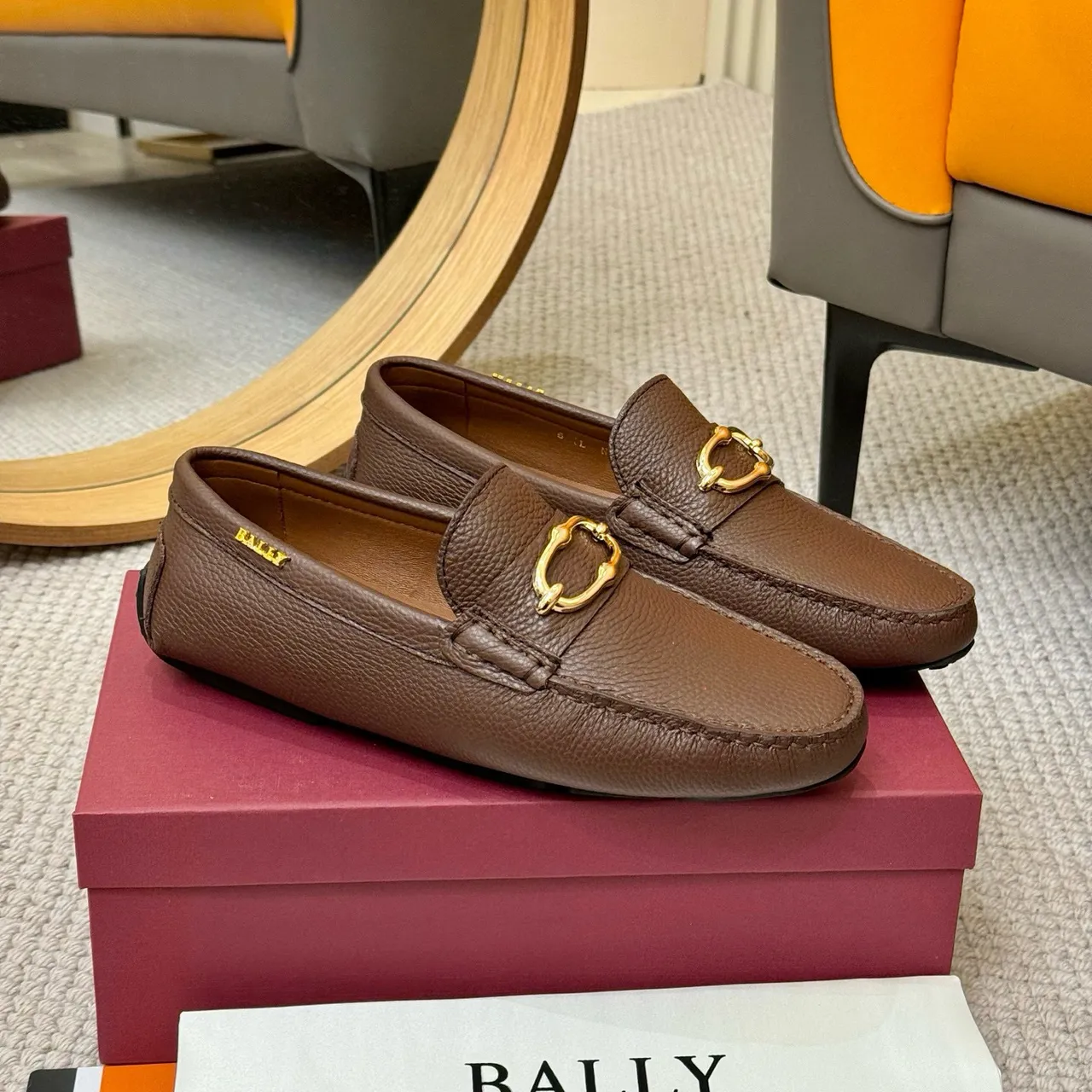 Bally Horsebit Loafer Brown Pebbled Leather Slip-On Loafer 4