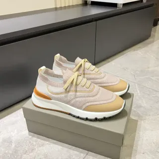 Beige and Tan Knit Lifestyle Sneaker