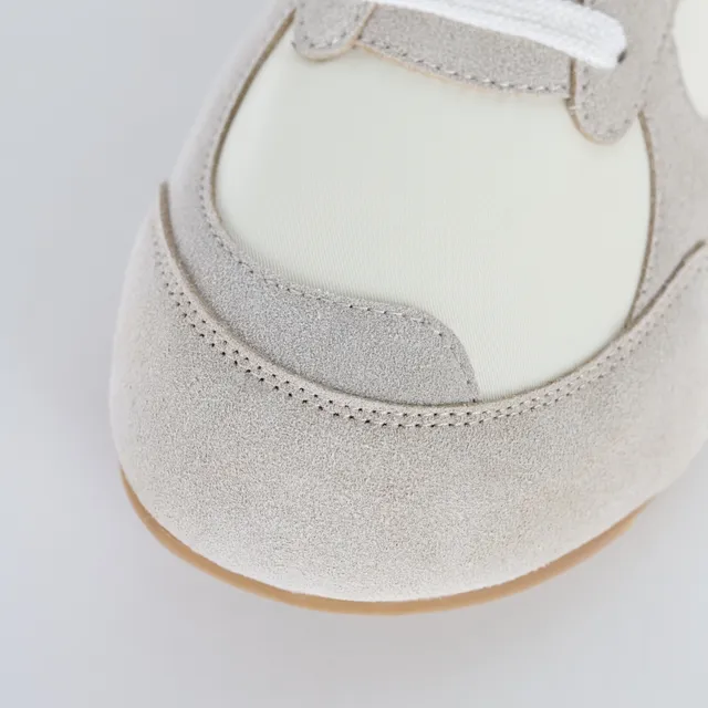Beige Brown Layered Suede And Textile Upper Gum Rubber Sole Sneakers 5