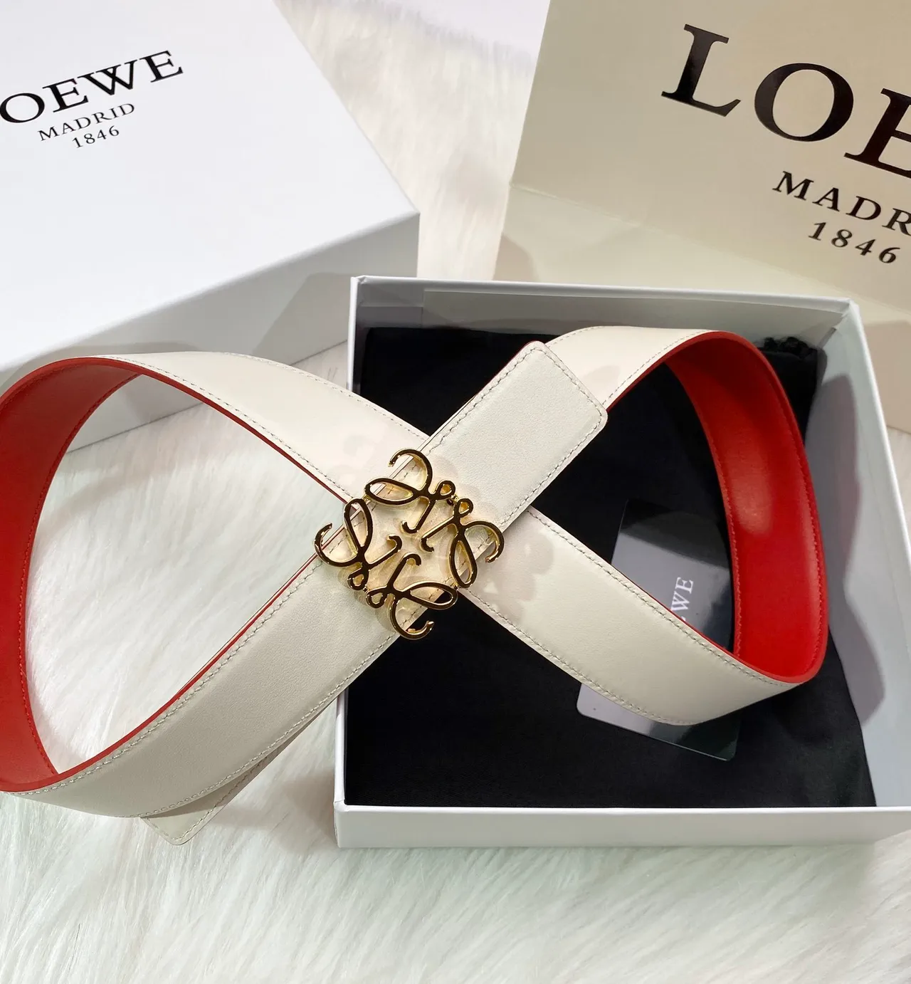Beige Gold Off-White Lisse Interverrouiller Logo Boucle Ceinture en Cuir 5