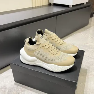 Bege e Branco, Parte Superior Knit-Mesh, Midsole Sculpted, Tênis Chunky