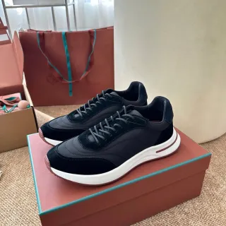 Black and Brown Mixed-Material Lifestyle Sneakers