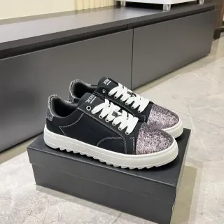 黑色闪粉鞋头帆布低帮鞋
