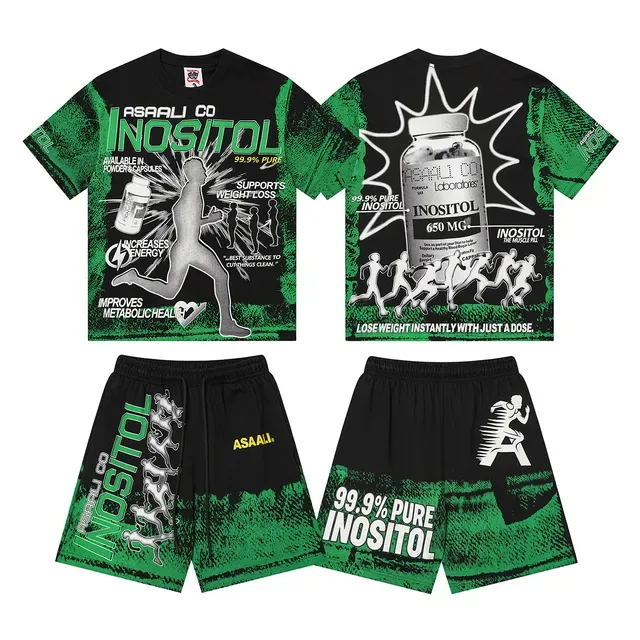 Black and Green Graphic-Print Oversized T-Shirt 3