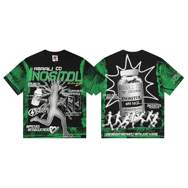 Black and Green Graphic-Print Oversized T-Shirt 8