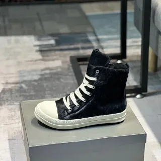 Black Beige High-Top Hair-On-Hide Upper Sneakers