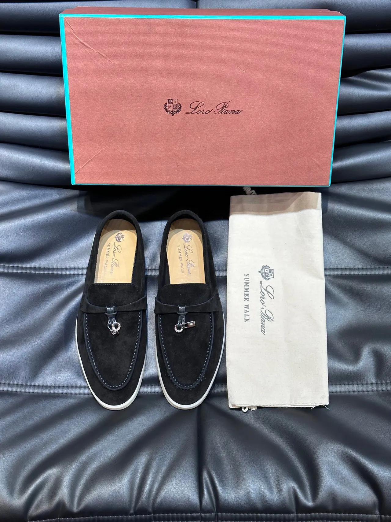Black Beige Suede Slip-On Loafer 4