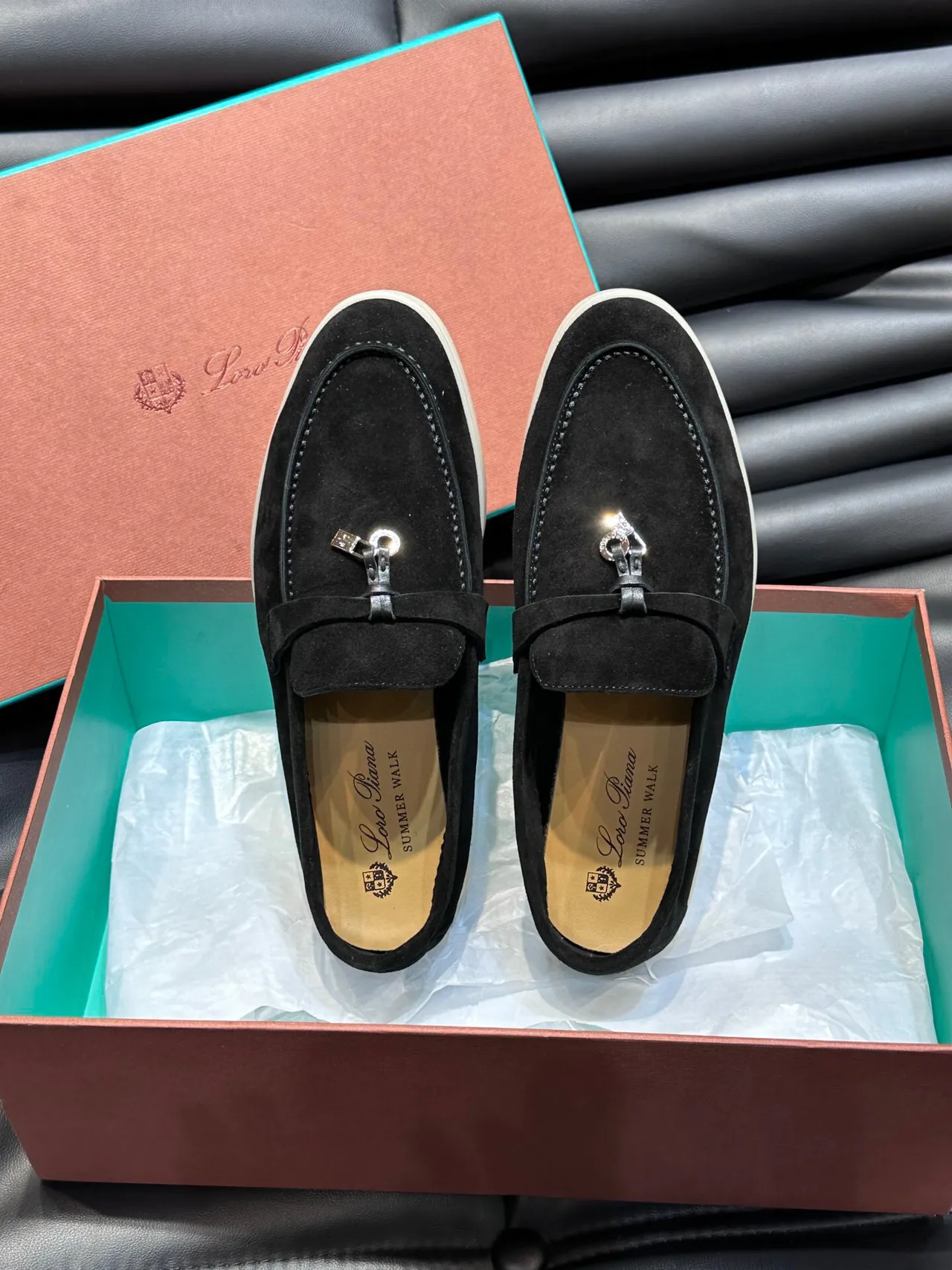 Black Beige Suede Slip-On Loafer 5
