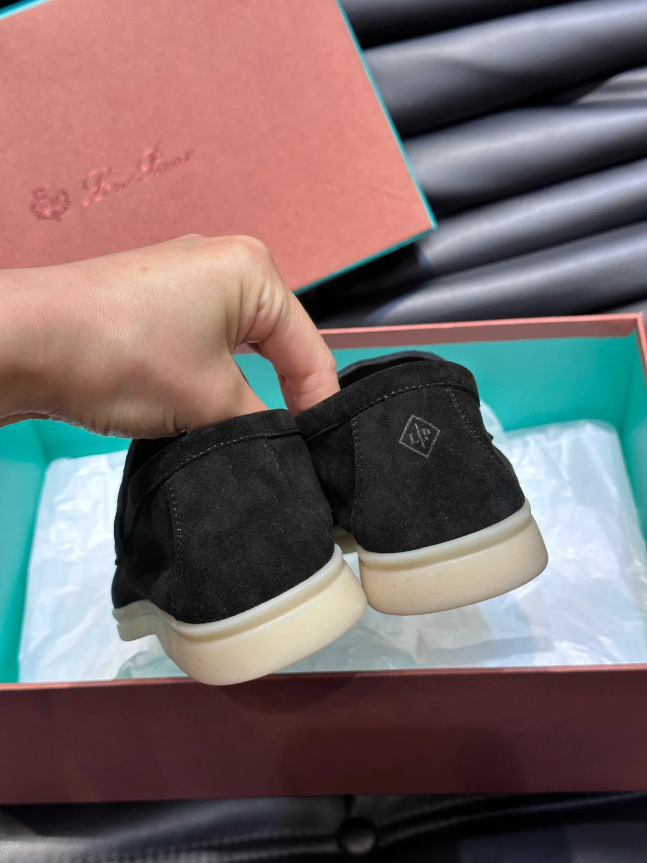 Black Beige Suede Slip-On Loafer 7