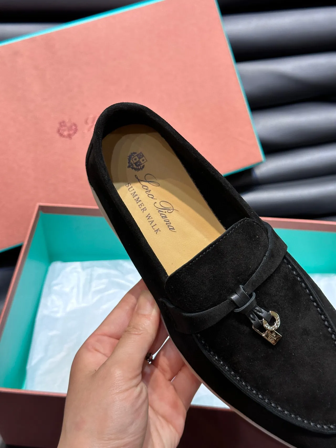 Black Beige Suede Slip-On Loafer 8