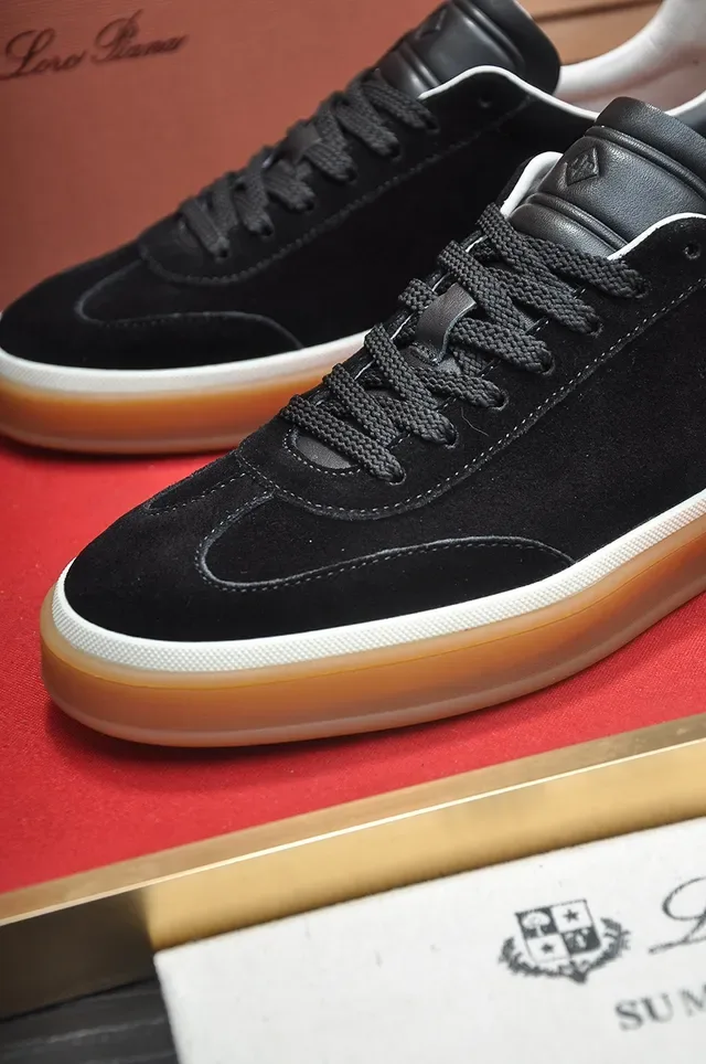 Black Beige Suede Upper Gum Rubber Sole Sneakers 2