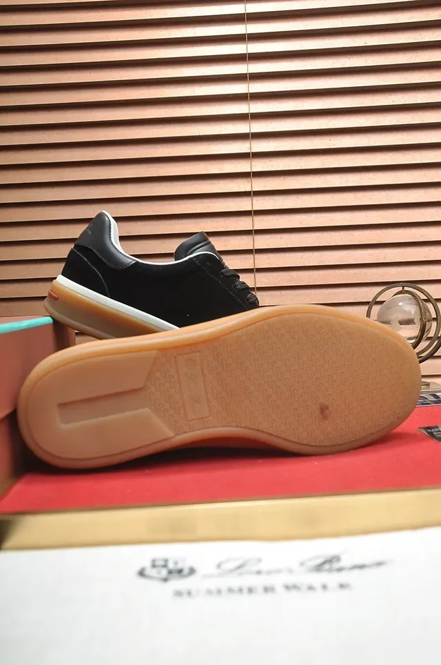 Black Beige Suede Upper Gum Rubber Sole Sneakers 3