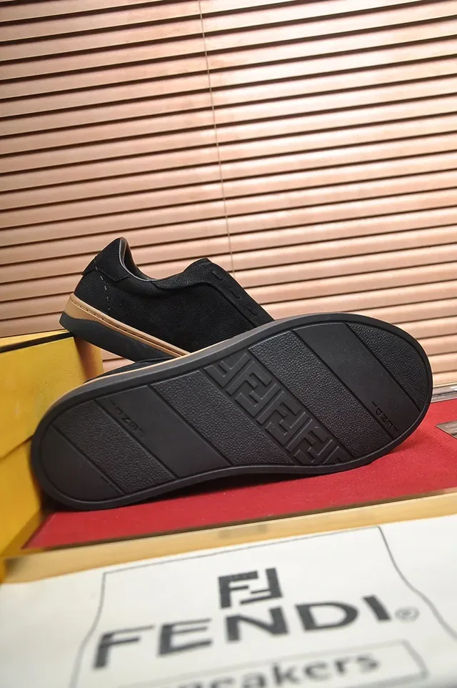 Black Beige Suede Upper Slip-On Construction Sneakers 7