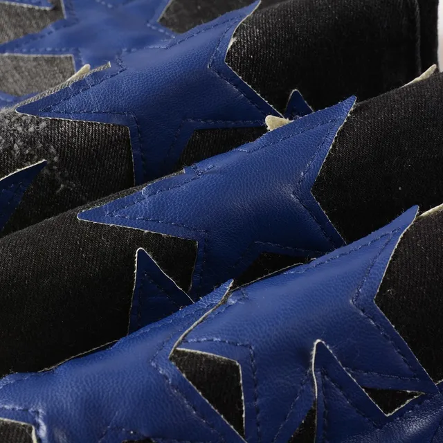 Jeans Noir Bleu Slim-Fit Brillant Étoile Appliqués 5