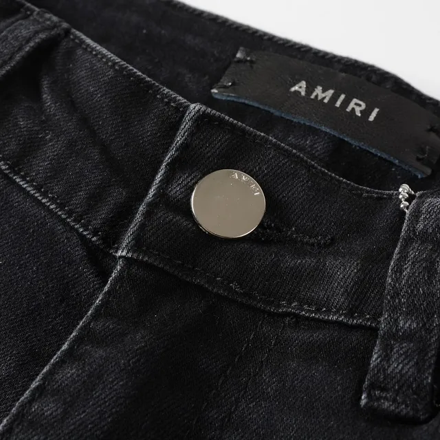 Jeans Noir Bleu Slim-Fit Brillant Étoile Appliqués 14