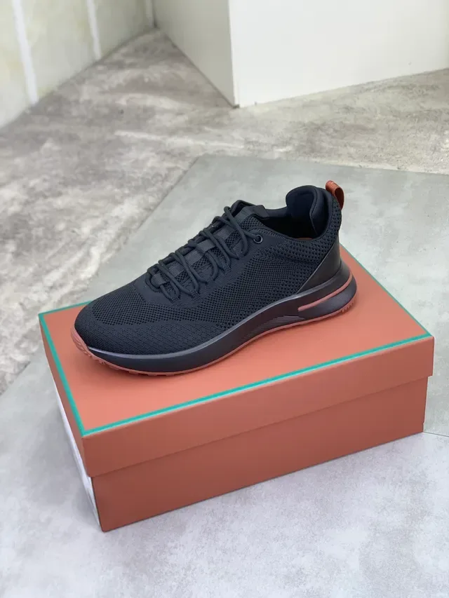 Black Brown Knit Upper Flat Lacing System Sneakers 5