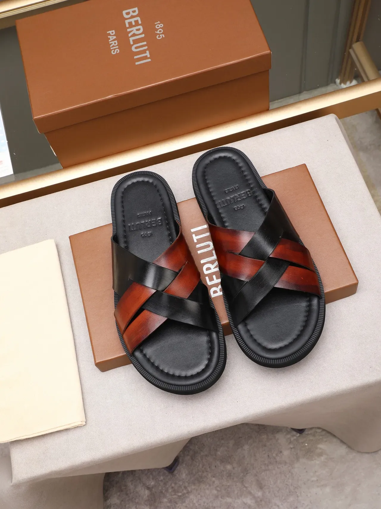 Black Brown Woven Strap Flat Sole Casual Sandals 4