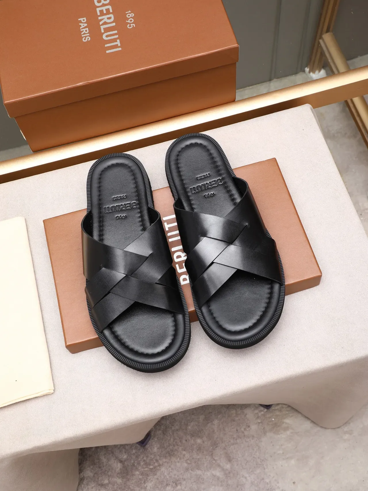 Black Brown Woven Strap Flat Sole Casual Sandals 5