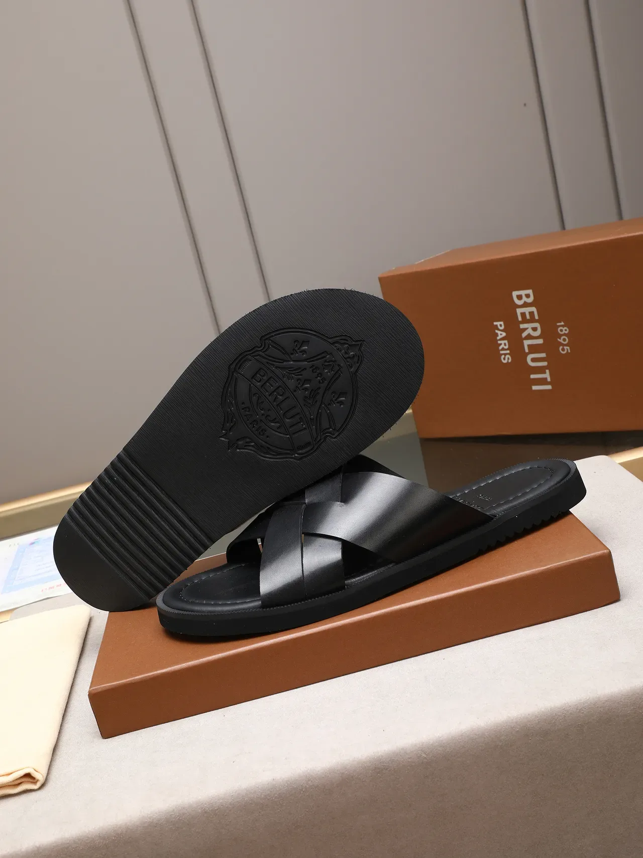Black Brown Woven Strap Flat Sole Casual Sandals 8