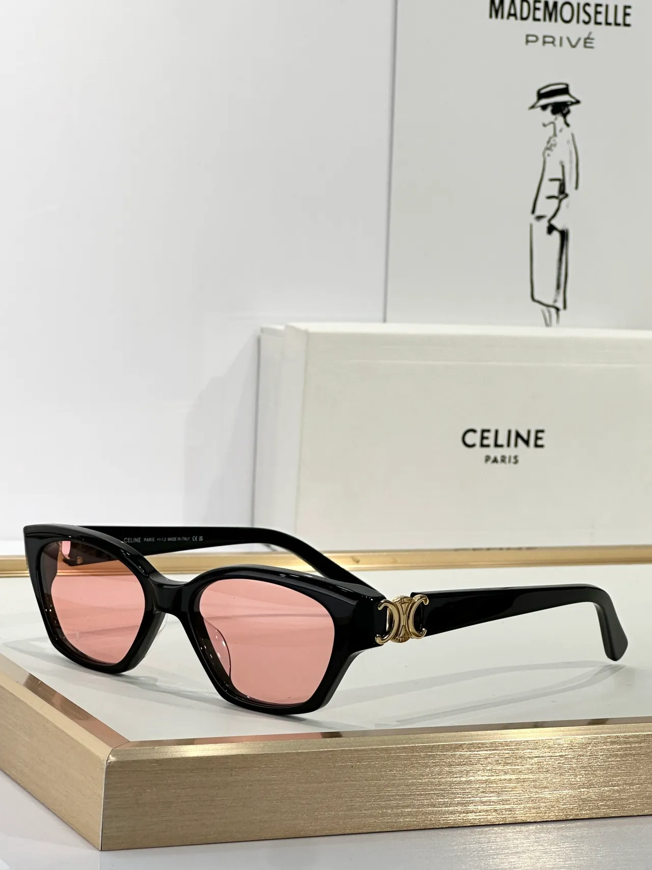 Gafas de sol negro con lente marrón gradiente de ojo de gato 4