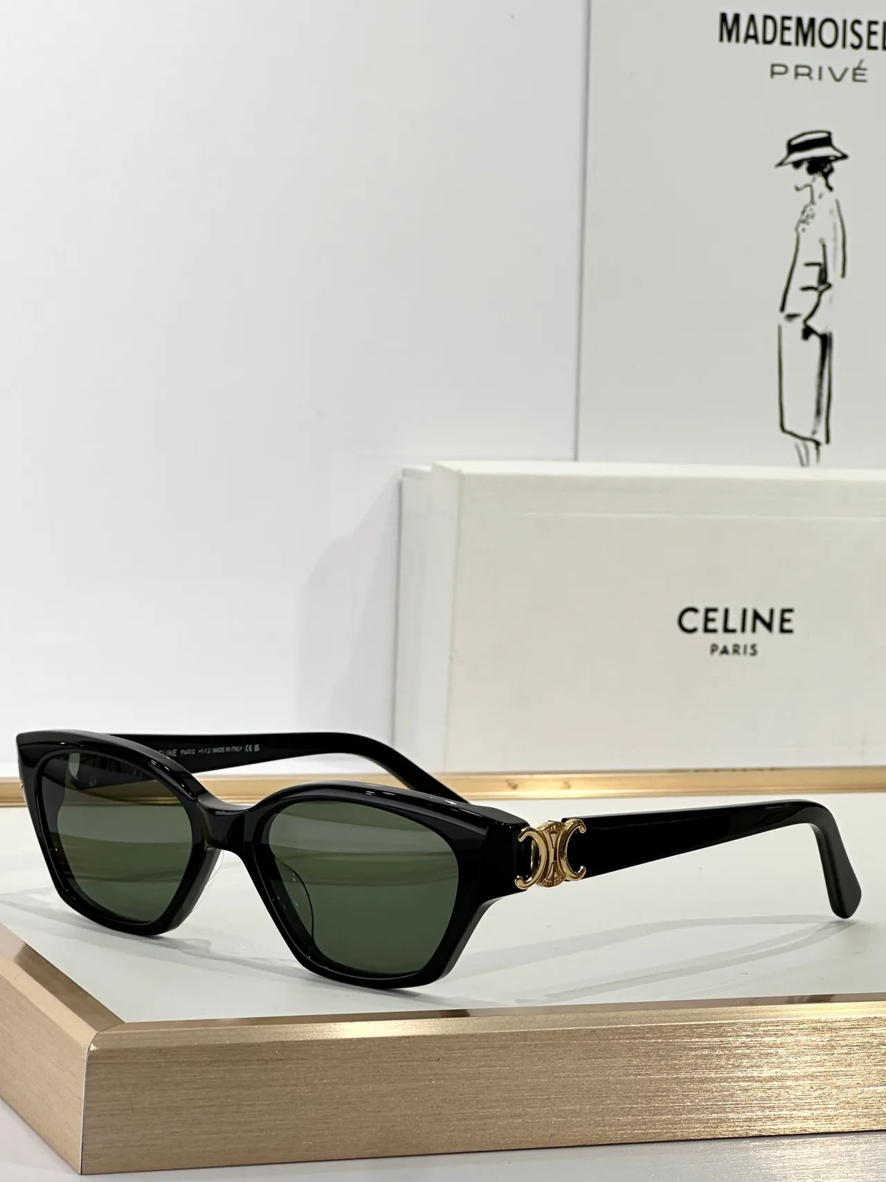 Gafas de sol negro con lente marrón gradiente de ojo de gato 5