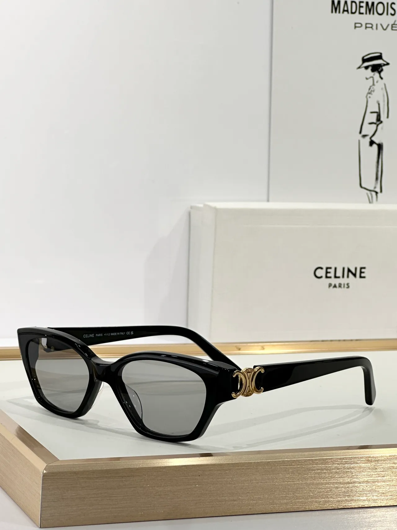 Gafas de sol negro con lente marrón gradiente de ojo de gato 6