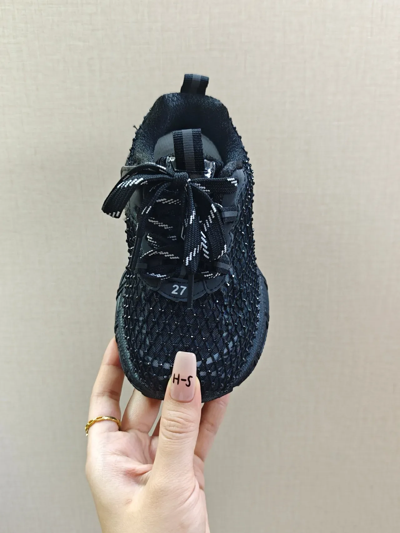 Black Chunky Sole Woven Mesh Upper Sneakers 6
