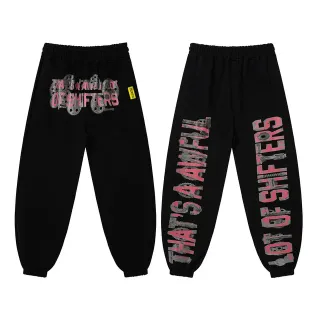 Black Graphic-Print Jogger-Style Sweatpants — catalogue photo via WWTop Yupoo