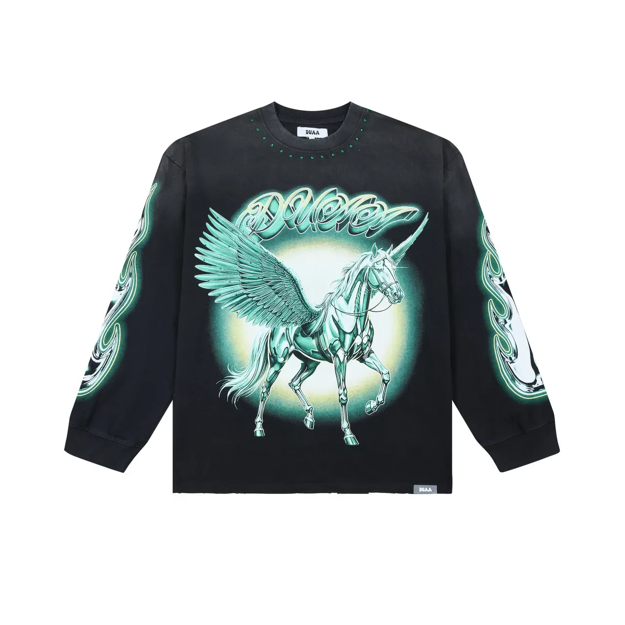 Black Graphic-Print Long-Sleeve Crewneck T-Shirt 2