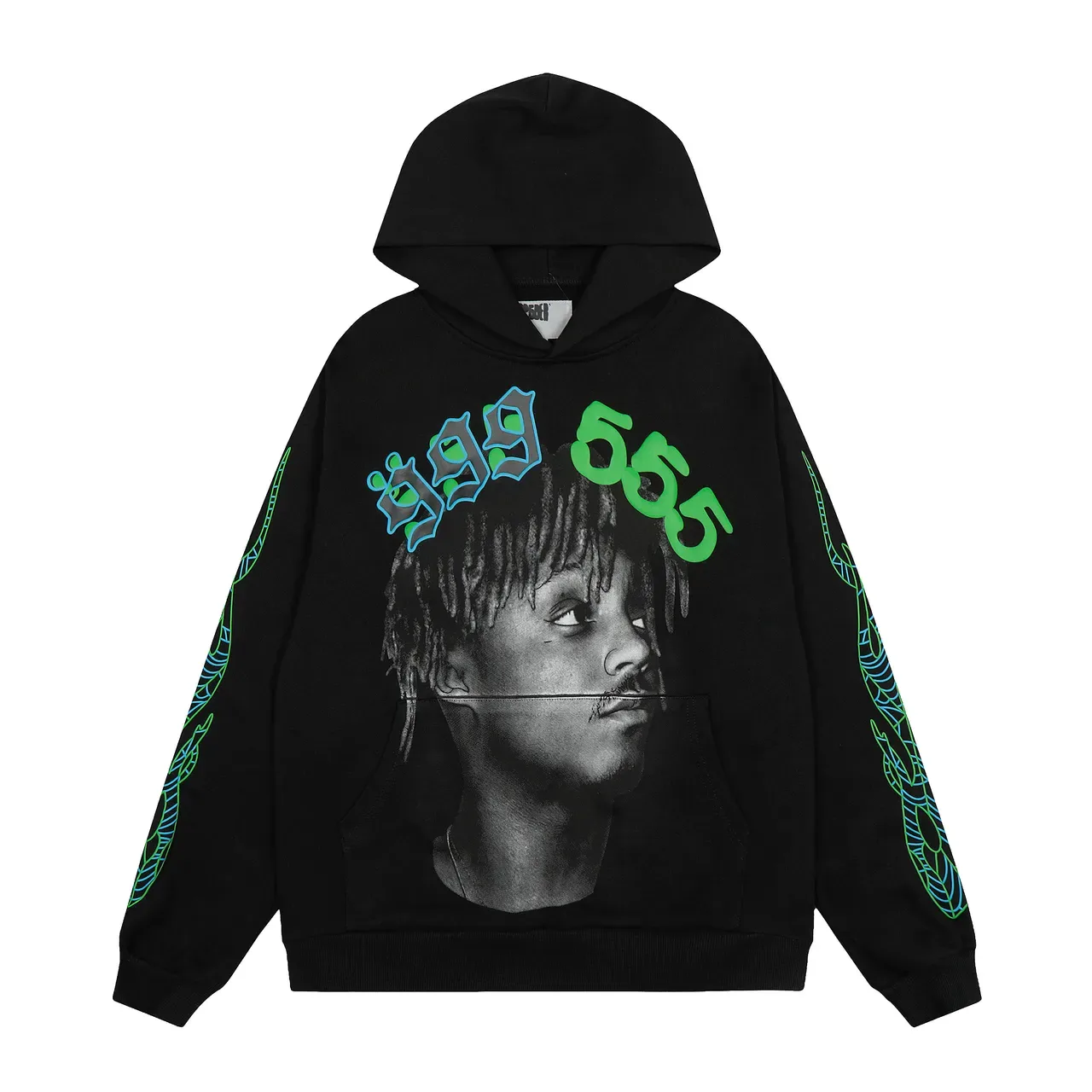 Black Graphic-Print Oversized Hoodie and Cuffed Jogger Tracksuit 2