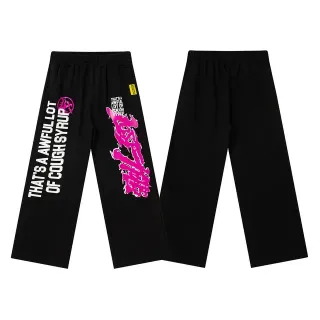 Black Graphic-Print Relaxed-Fit Wide-Leg Pants by Generic — pants supplier, yupoo album photo