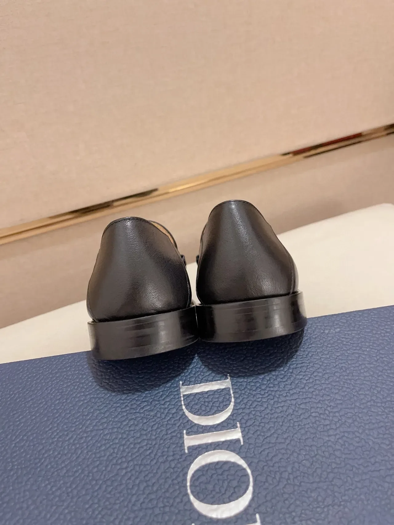 Black Gray Leather Monogrammed Fabric Vamp Loafer 3