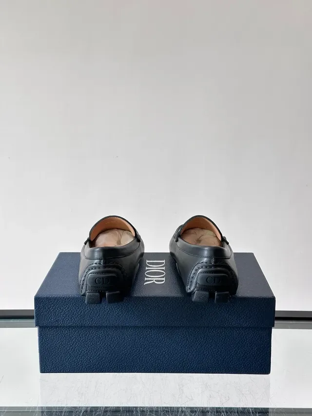 Black Leather Double-Bit Buckle Loafers 3