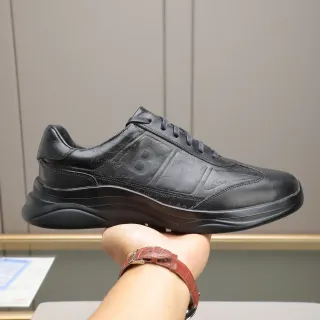 Black Leather Embossed Panel Lifestyle Sneaker