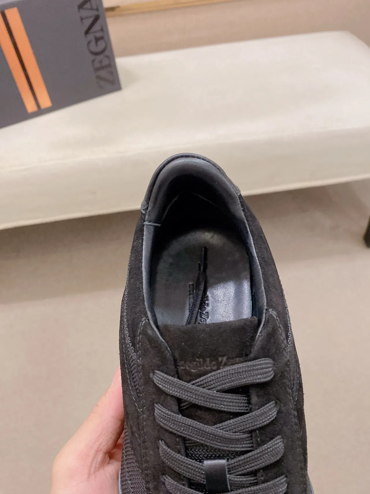 Black Mixed Textile and Suede Lifestyle Sneaker 6