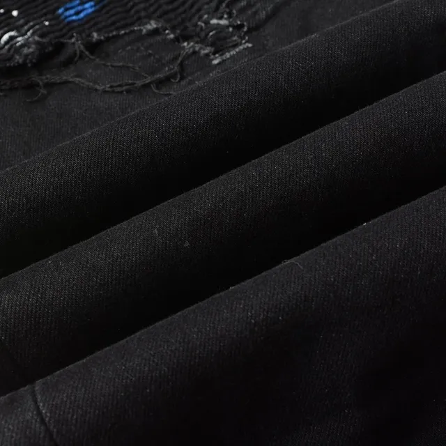 Black Paint-Splatter Distressed Slim-Fit Jeans 18